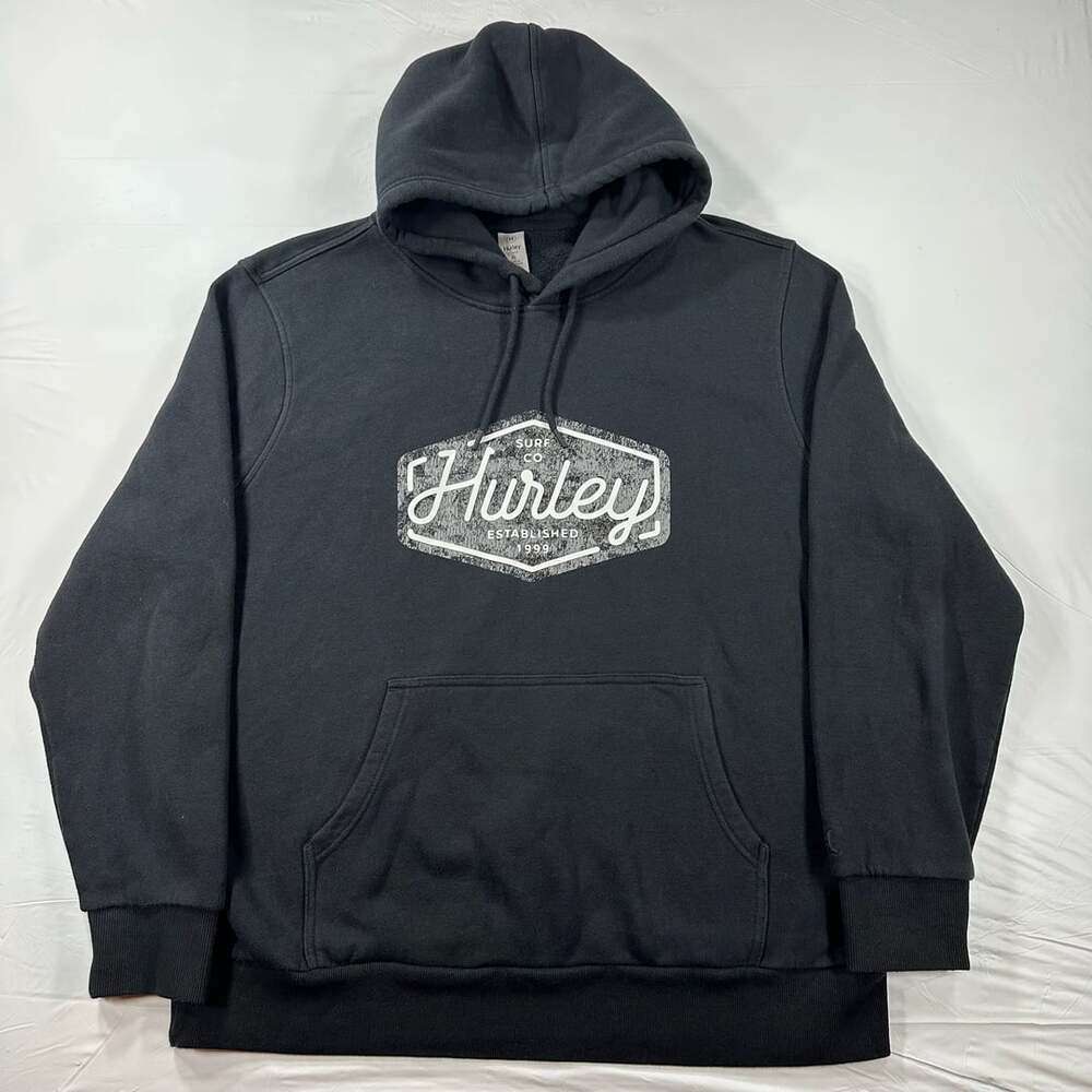 Hurley Surf Co. Graphic Pullover Hoodie Black Men's XL Surf Skater